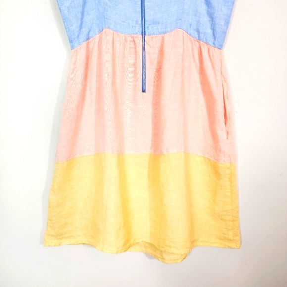 Cynthia Rowley 100% Linen Color Blocked Dress with Pockets Size Medium - Picture 7 of 8